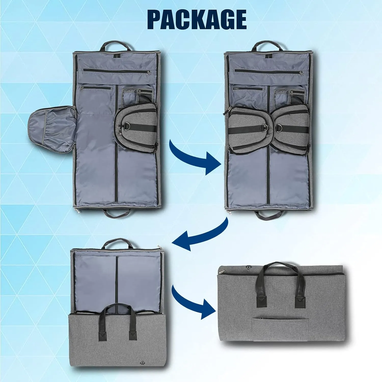 Garment Duffle Bags For Travel, Convertible Carry On Garment Bag With Shoulder Strap, Shoes Compartment Carry on Mens Garment Bag For Suits, 2 in 1 Suit Bags For Men Travel