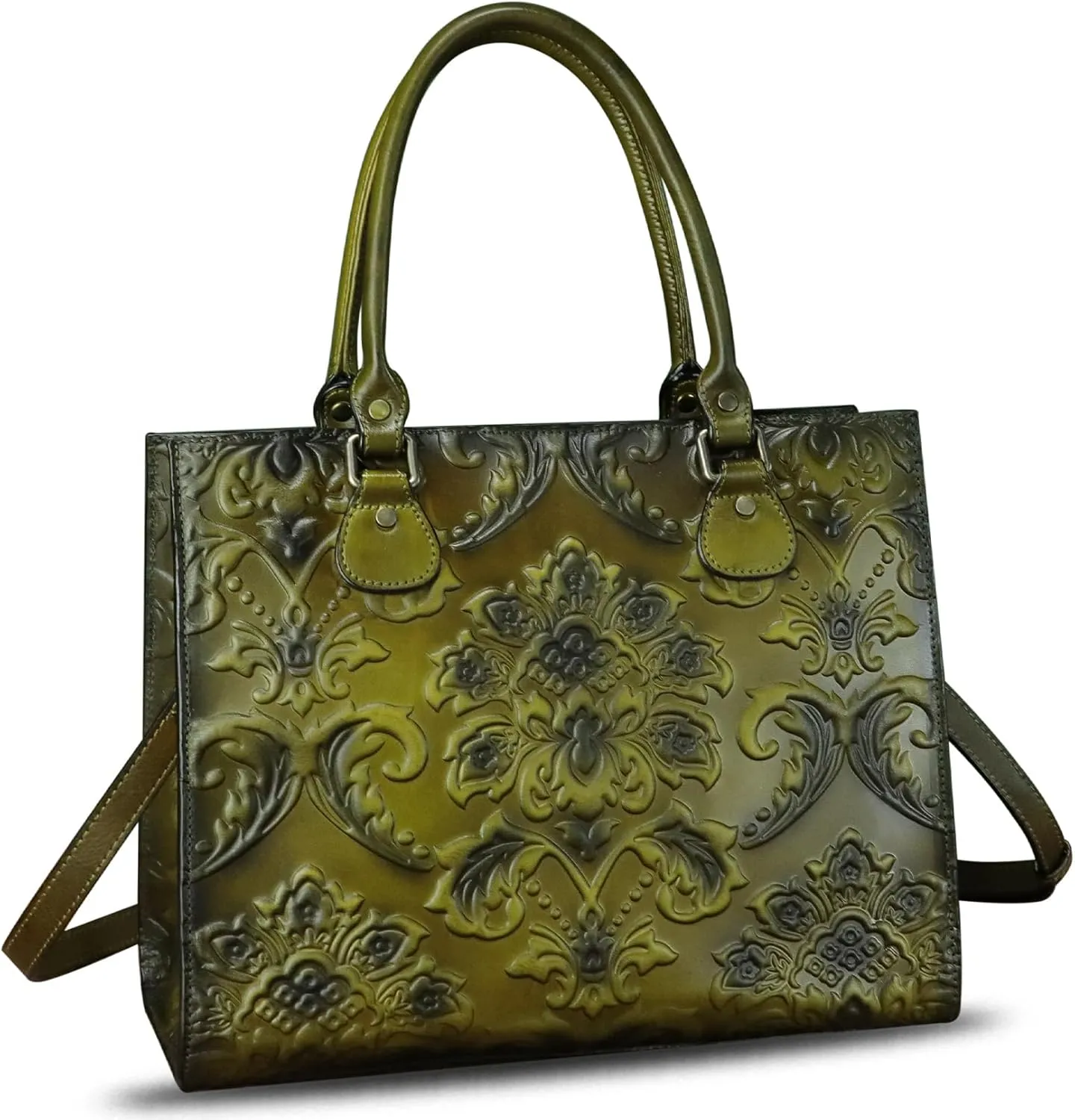 Genuine Leather Purses and Handbags for Women Tote Bag Vintage Embossed Leather Top Handle Bag Crossbody Shoulder Bag