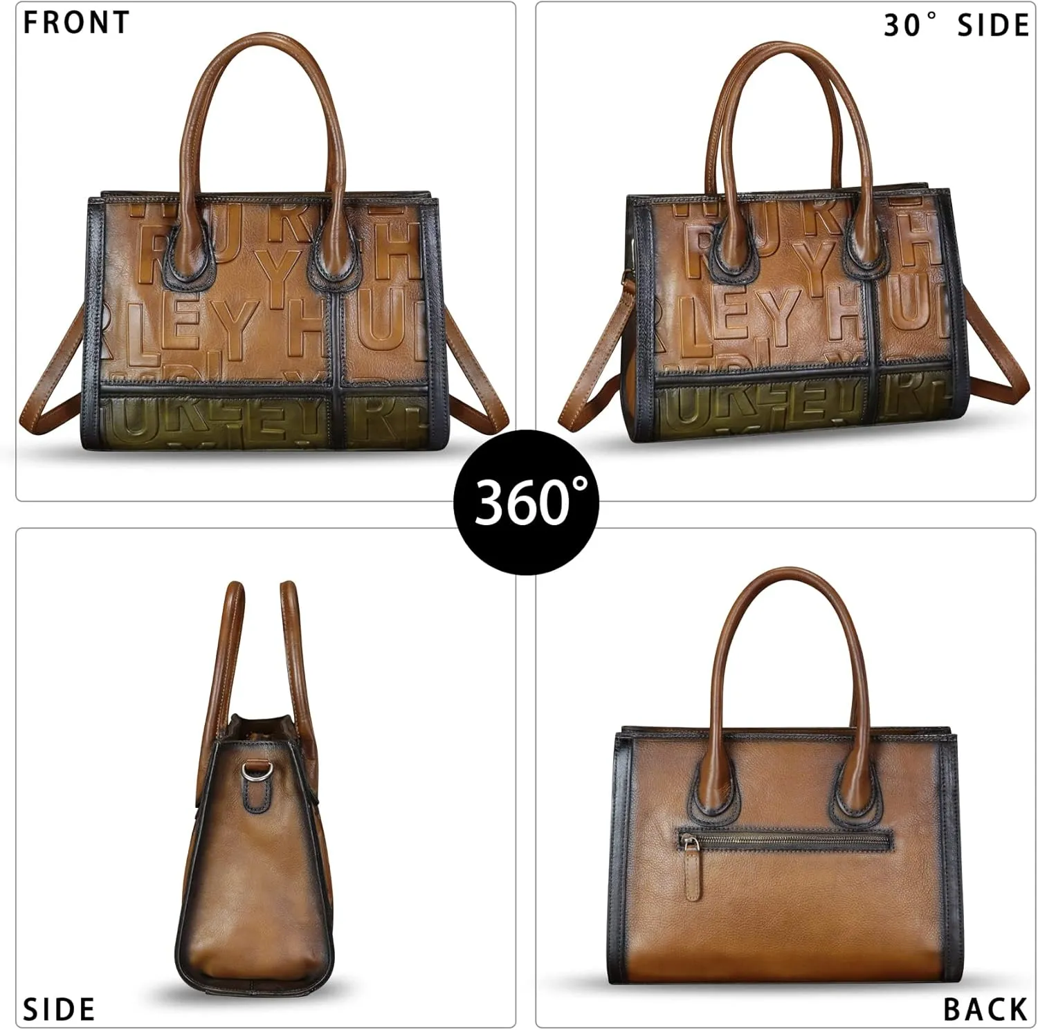 Genuine Leather Satchel for Women Embossed Handbag Top Handle Handbags Handmade Crossbody Tote Bag Purse