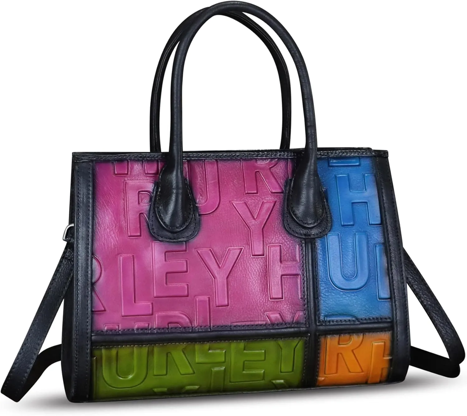 Genuine Leather Satchel for Women Embossed Handbag Top Handle Handbags Handmade Crossbody Tote Bag Purse