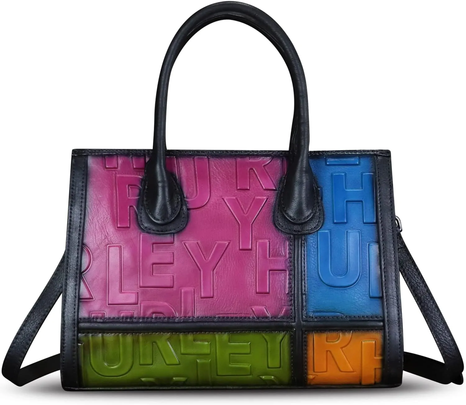 Genuine Leather Satchel for Women Embossed Handbag Top Handle Handbags Handmade Crossbody Tote Bag Purse