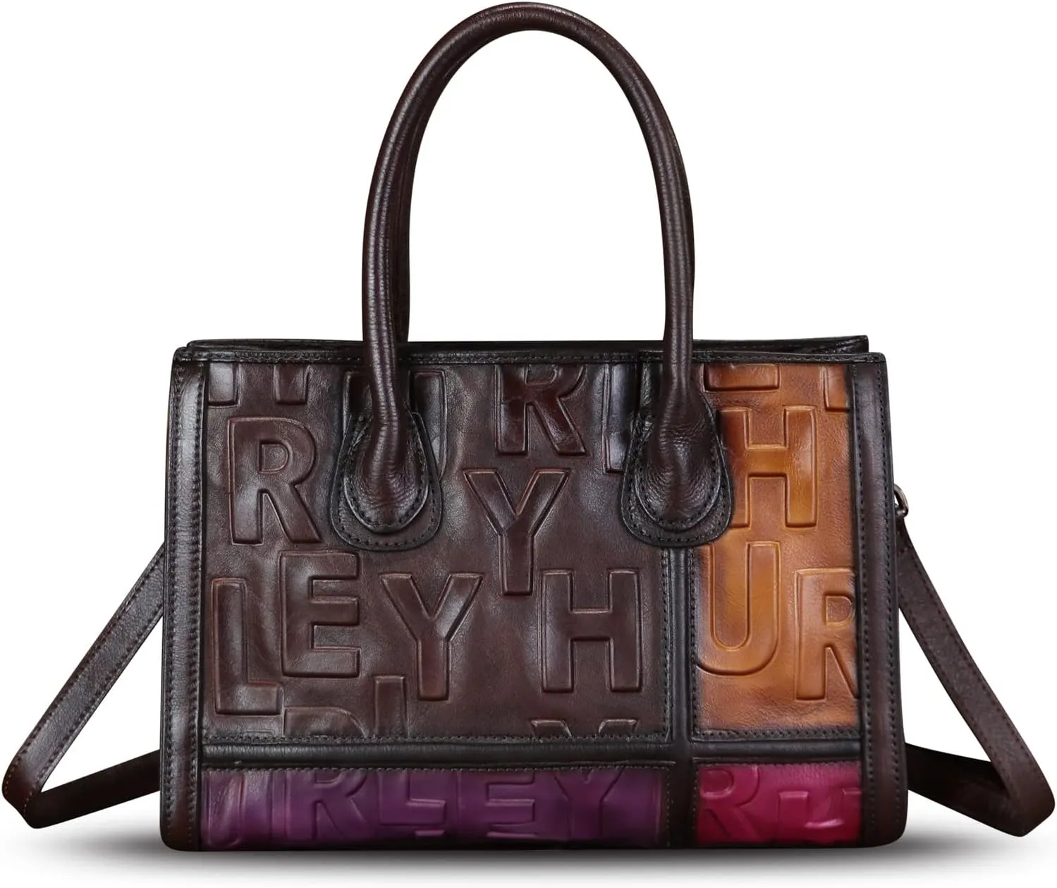 Genuine Leather Satchel for Women Embossed Handbag Top Handle Handbags Handmade Crossbody Tote Bag Purse