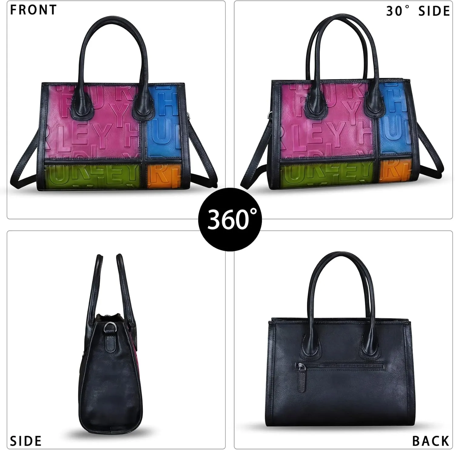 Genuine Leather Satchel for Women Embossed Handbag Top Handle Handbags Handmade Crossbody Tote Bag Purse