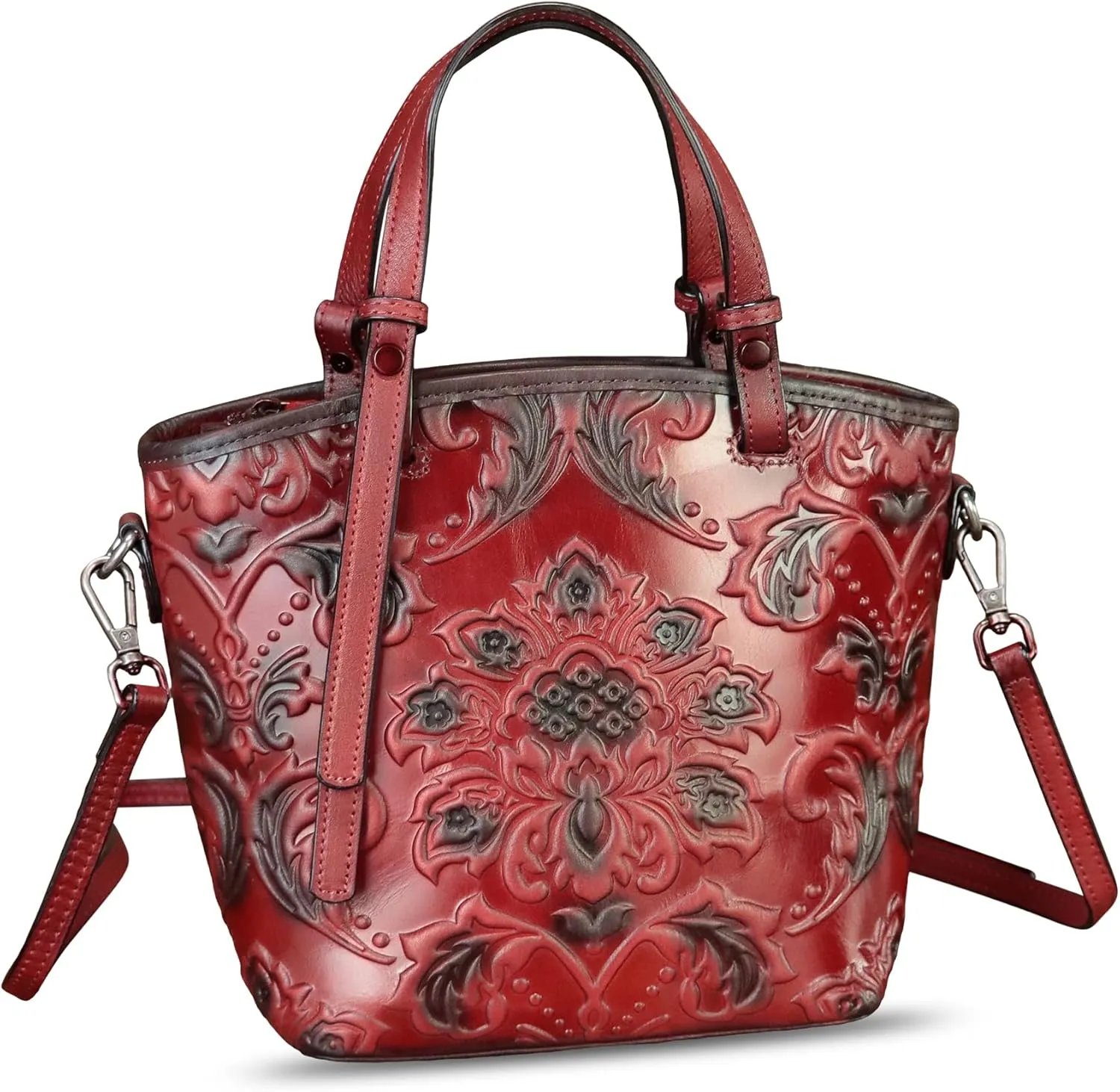 Genuine Leather Satchel for Women Purse Embossed Leather Top Handle Handbag Handmade Crossbody Handbags Tote Bag