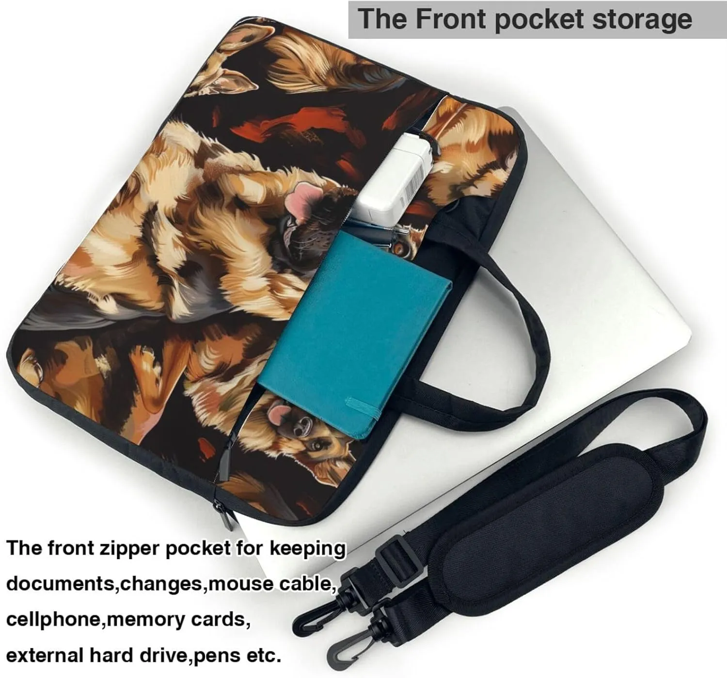 German Shepherd Laptop Tote Bag Travel Business Computer Bag Work Bag for Men Women