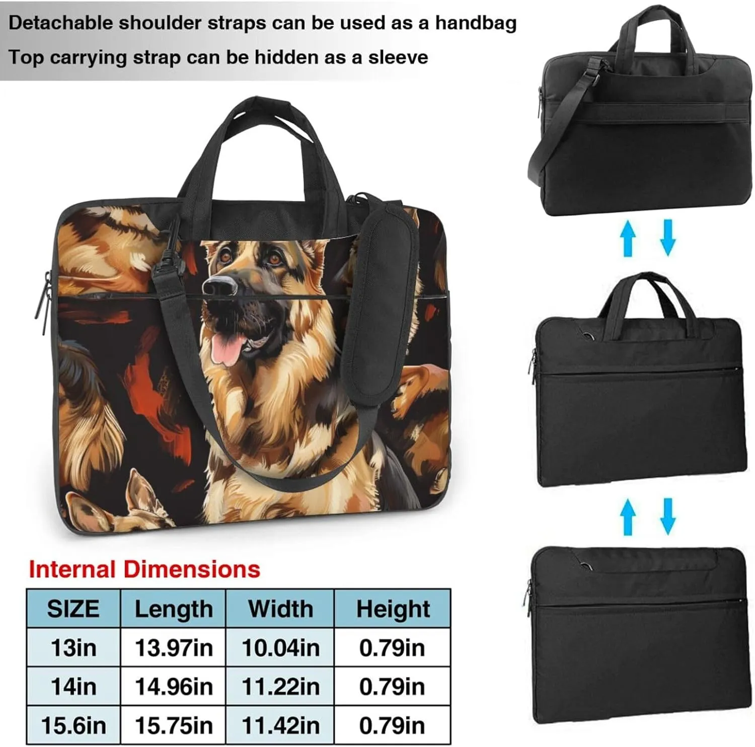 German Shepherd Laptop Tote Bag Travel Business Computer Bag Work Bag for Men Women