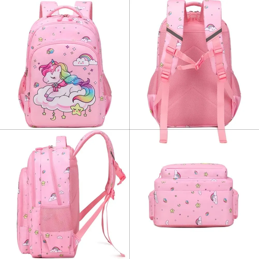 Girls Backpack for Elementary Kids School Bookbag Set Cute Unicorn Backpacks for Girls Water Resistant