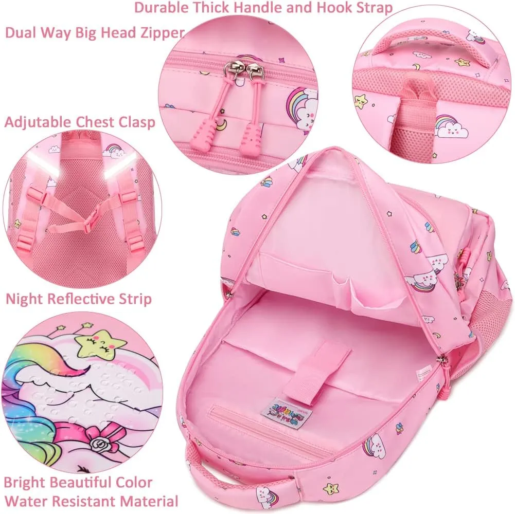 Girls Backpack for Elementary Kids School Bookbag Set Cute Unicorn Backpacks for Girls Water Resistant