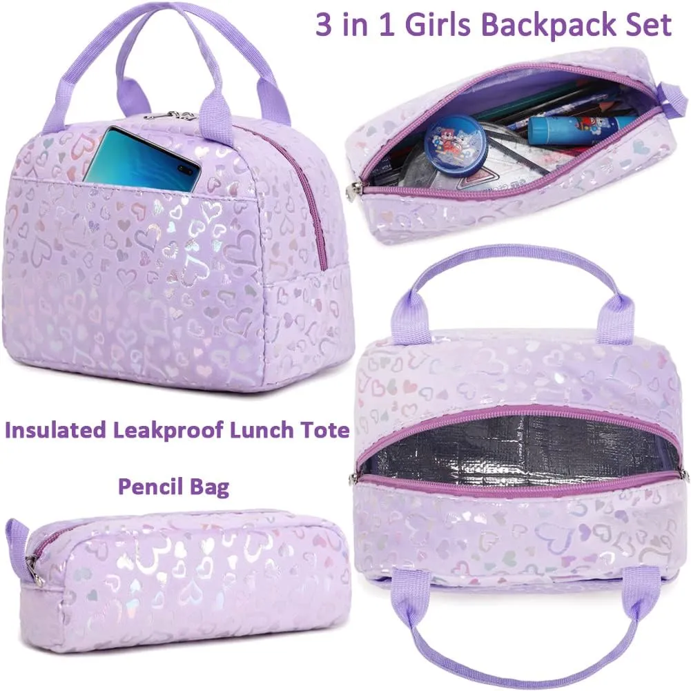 Girls Backpack for Elementary Kids School Bookbag Set Cute Unicorn Backpacks for Girls Water Resistant