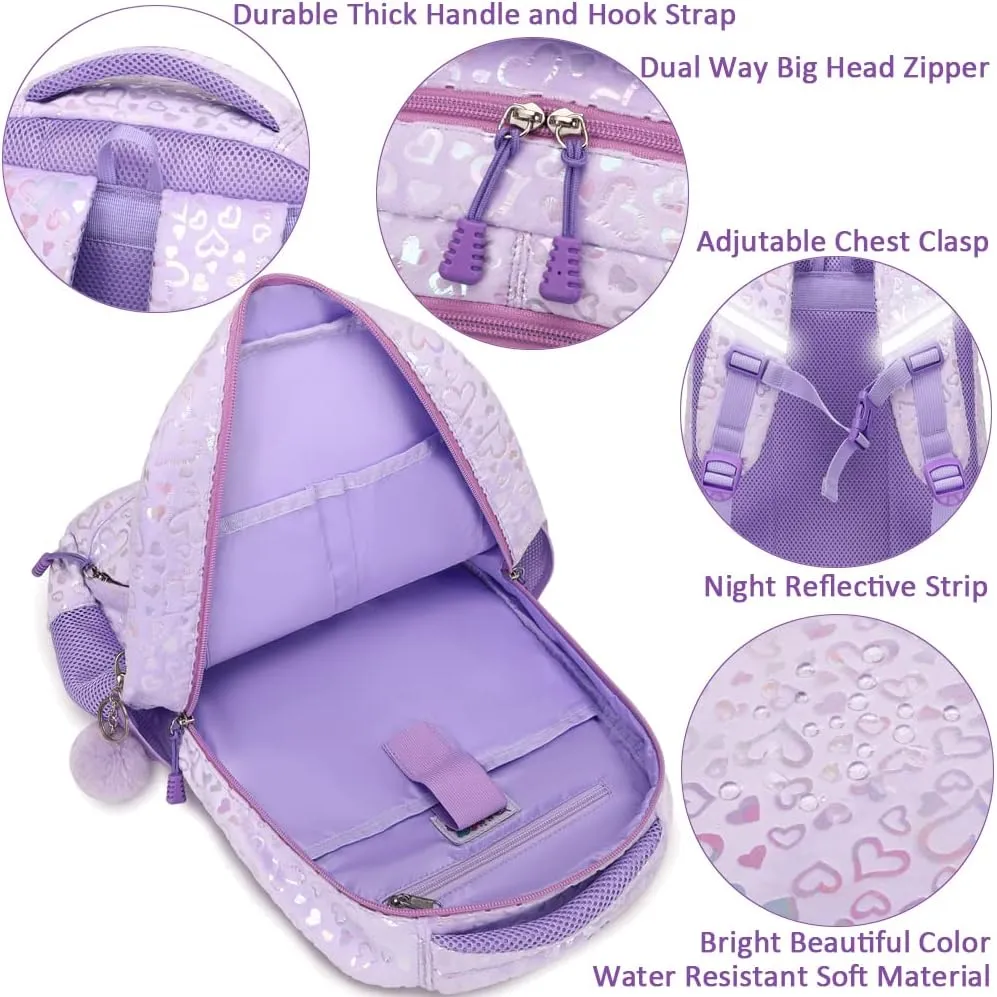 Girls Backpack for Elementary Kids School Bookbag Set Cute Unicorn Backpacks for Girls Water Resistant