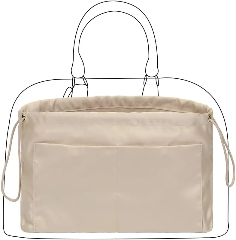 GIVLEFLY，Drawstring，Purse Organizer, Satin material Bag Organizer Insert Purse Organizer For Tote, Handbag,Satin material，Portability (Small)