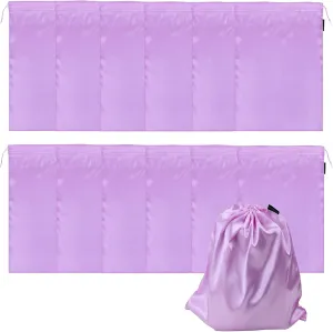 GONGKANGYUAN 12 Pcs Satin Wig Bags with Drawstring Satin Bag for Packaging Hair Extensions Wigs Soft Silk Pouches Hair Tools Storage Bags for Home and Salon (Violets)