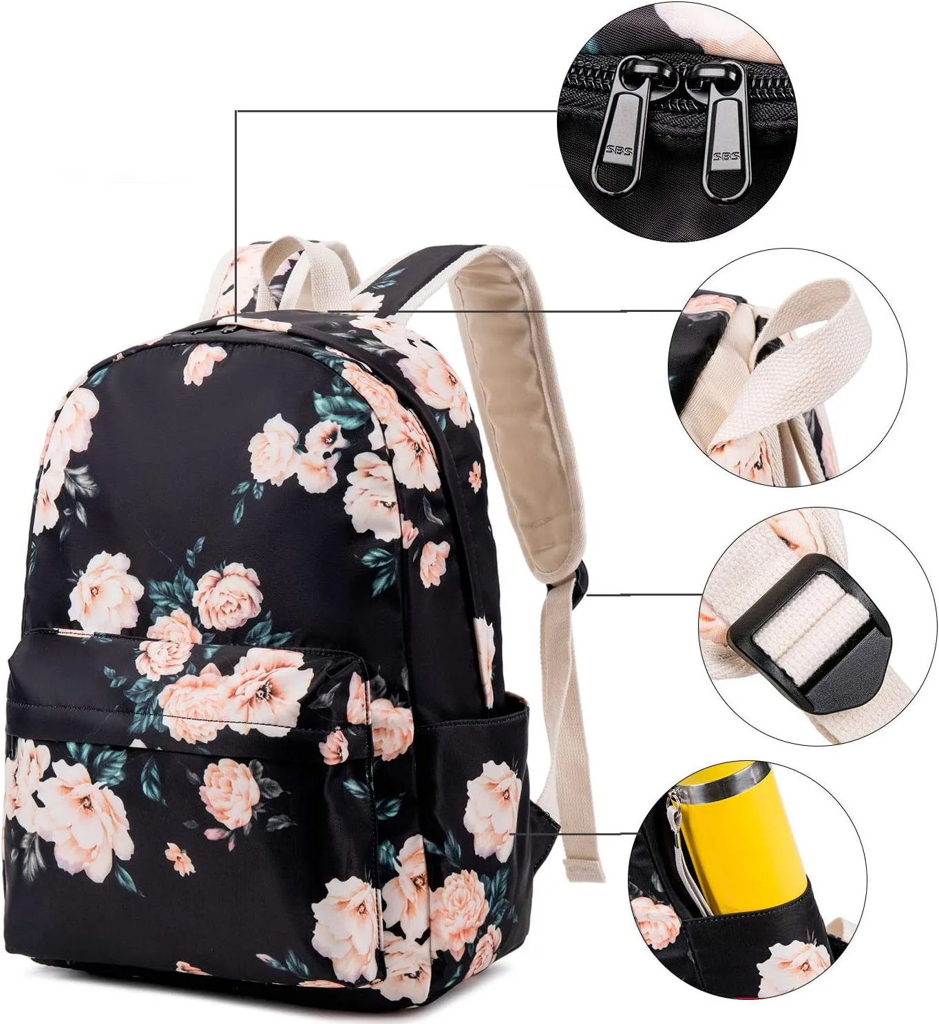 Goodking Teen Girls School Backpack Kids Bookbag Lightweight Travel Laptop Backpack Stylish Casual Daypack
