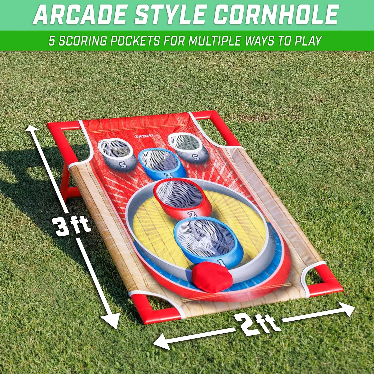GoSports 3 x 2 ft Arcade Cornhole Game - Portable Bean Bag Toss Game for Kids and Adults