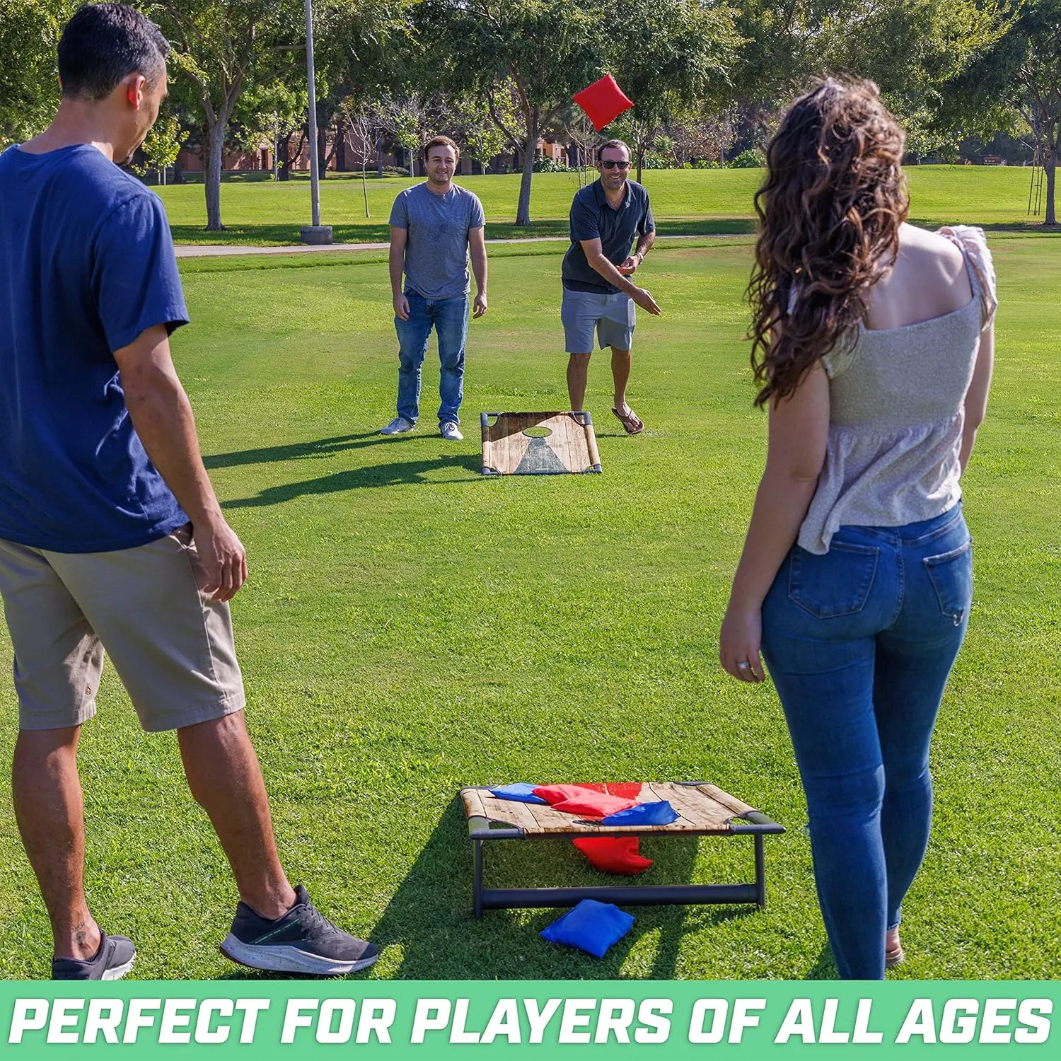 GoSports Portable 3 x 2 ft Cornhole Game Set – Premium Toss Game for Kids and Adults - Choose Your Style