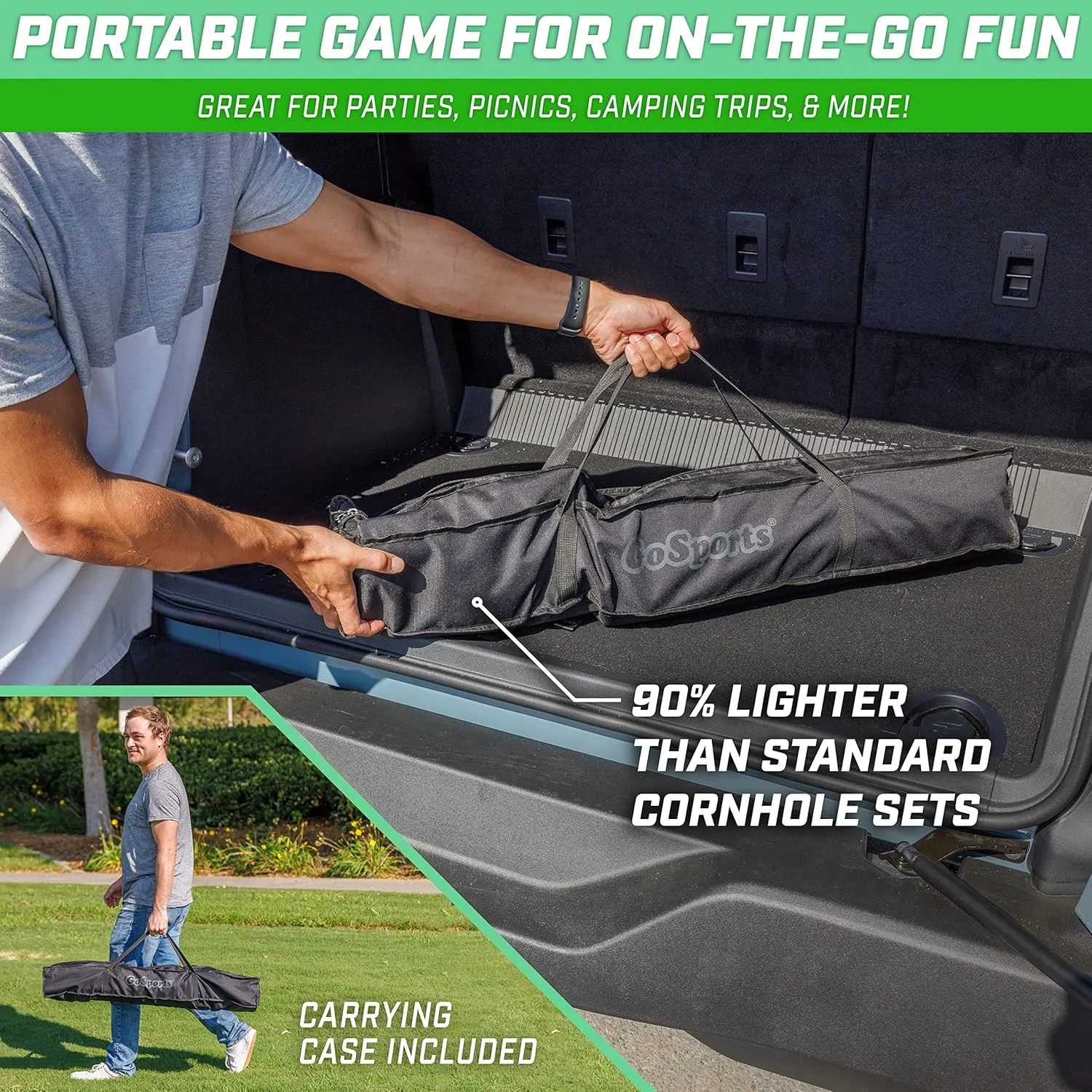 GoSports Portable 3 x 2 ft Cornhole Game Set – Premium Toss Game for Kids and Adults - Choose Your Style