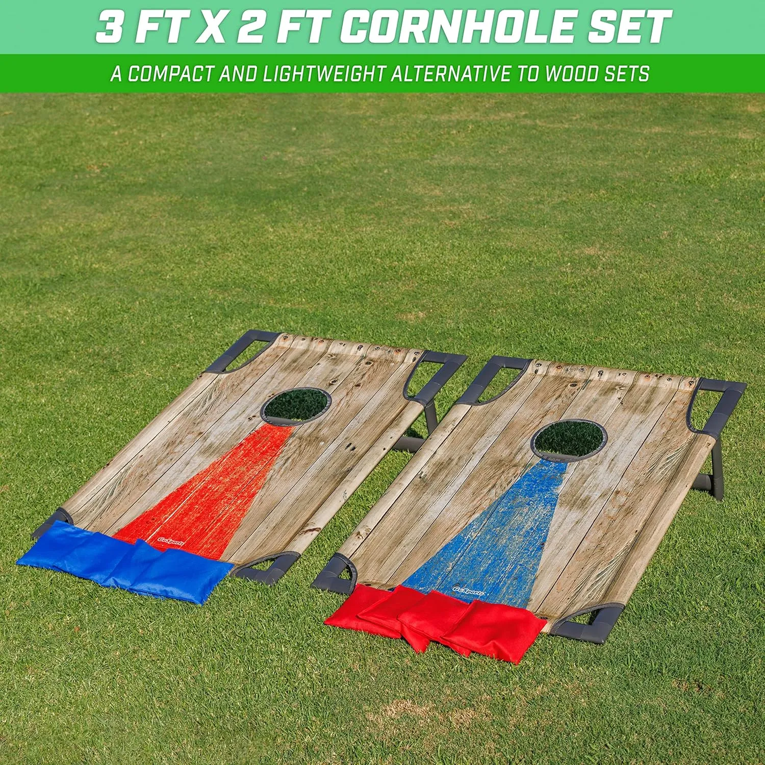 GoSports Portable 3 x 2 ft Cornhole Game Set – Premium Toss Game for Kids and Adults - Choose Your Style