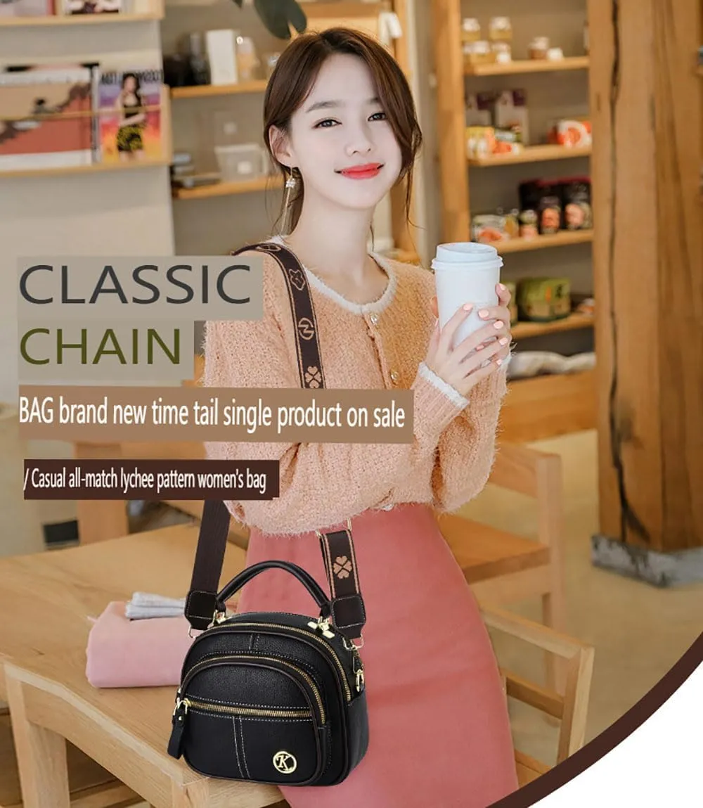 Gpmsign Bags, Gpmsign Crossbody Leather Bags, Multifunctional Compartment Adjustable Wide Shoulder Strap Leather Bag (Beige)
