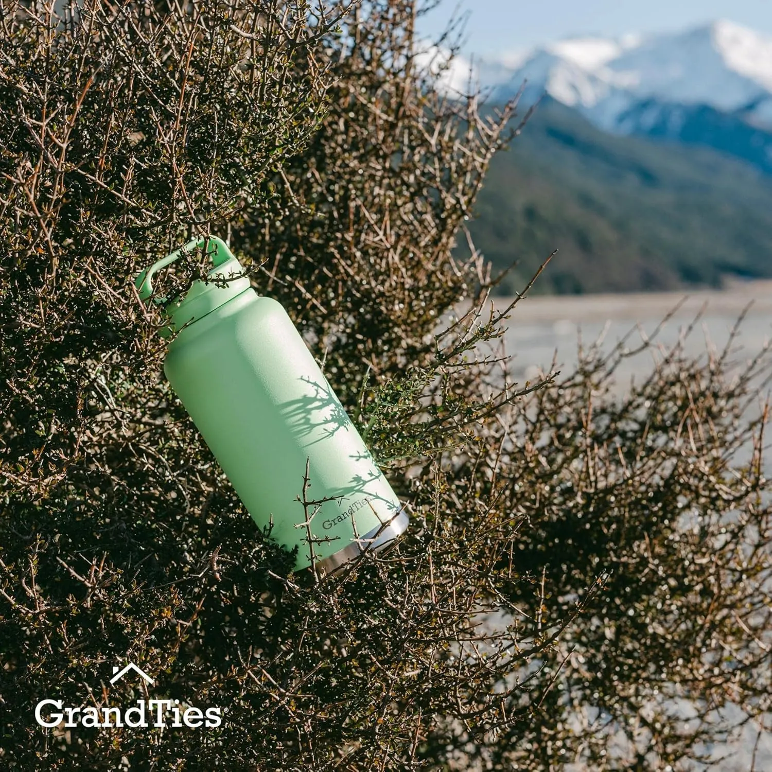 GRANDTIES 2 Lids Sports Stainless Steel Water Bottles – Wide Mouth Vacuum Insulated Reusable Leak Proof BPA-Free Travel Metal Canteen, Thermos Bottles for Men Women Gym (Fresh Mint 32 oz)