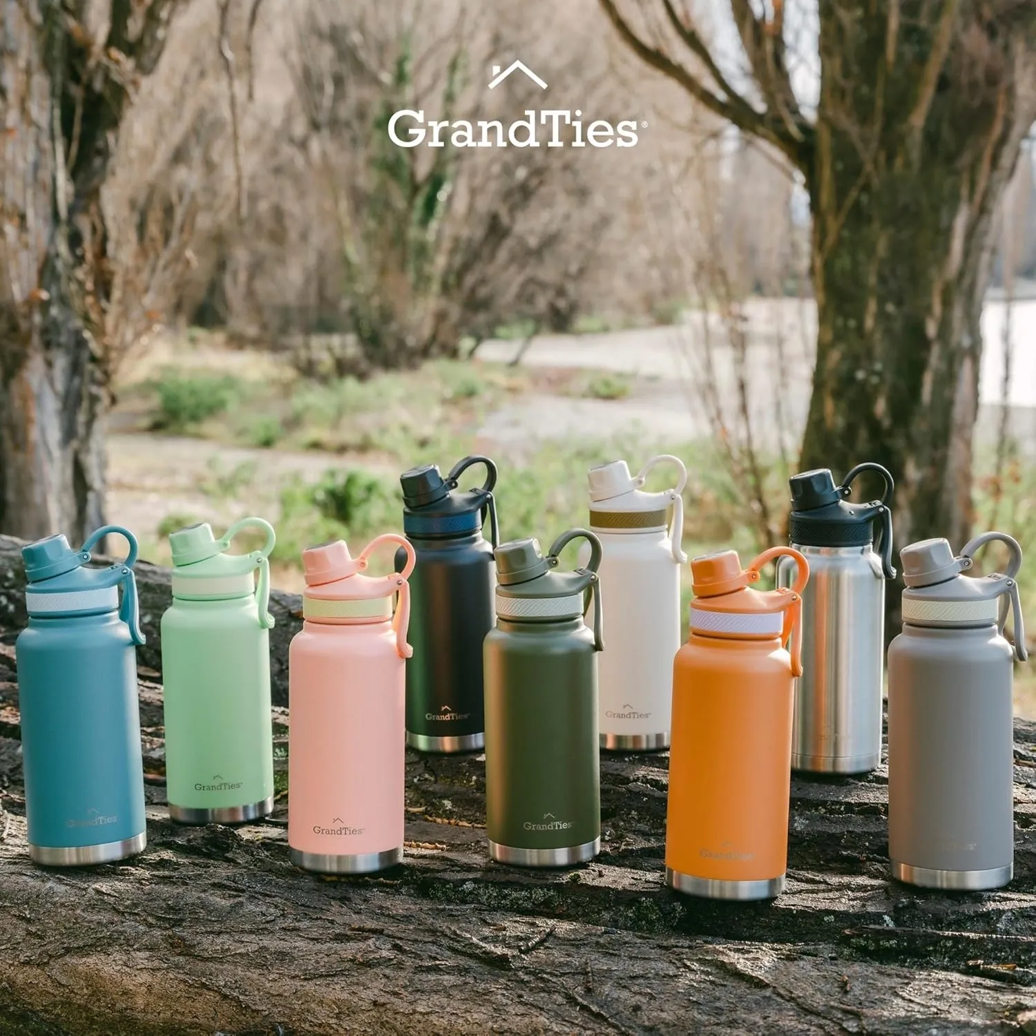 GRANDTIES 2 Lids Sports Stainless Steel Water Bottles – Wide Mouth Vacuum Insulated Reusable Leak Proof BPA-Free Travel Metal Canteen, Thermos Bottles for Men Women Gym (Fresh Mint 32 oz)