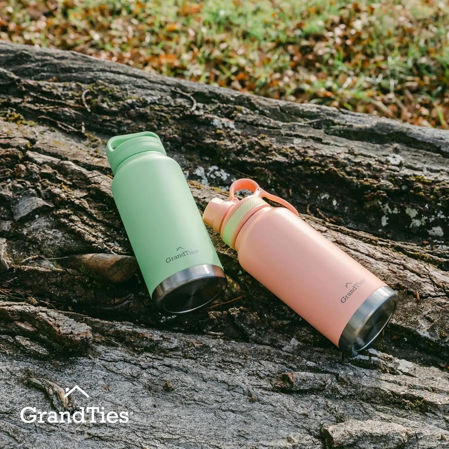 GRANDTIES 2 Lids Sports Stainless Steel Water Bottles – Wide Mouth Vacuum Insulated Reusable Leak Proof BPA-Free Travel Metal Canteen, Thermos Bottles for Men Women Gym (Fresh Mint 32 oz)