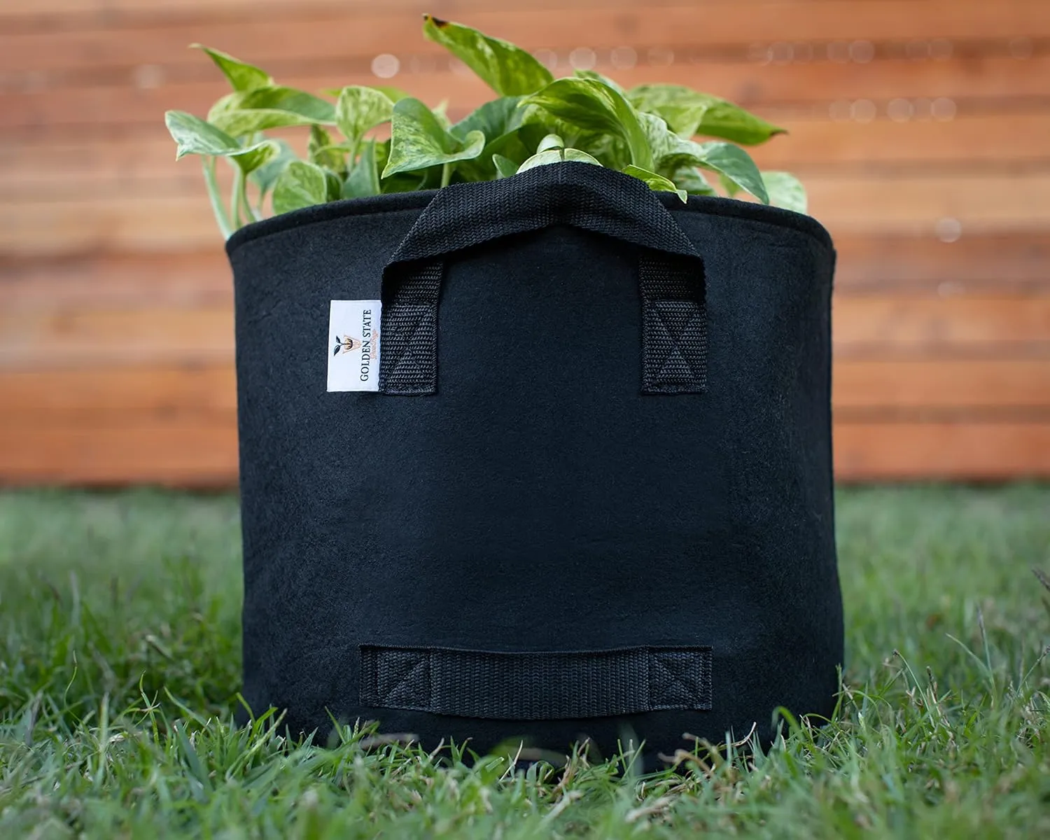 Grow Bags: 5-Pack (Size: 25 Gallon): 300gsm Black Felt Fabric, Biodegradable and eco-Friendly Material. (Handles   Dumping Handles-pat.Pend).