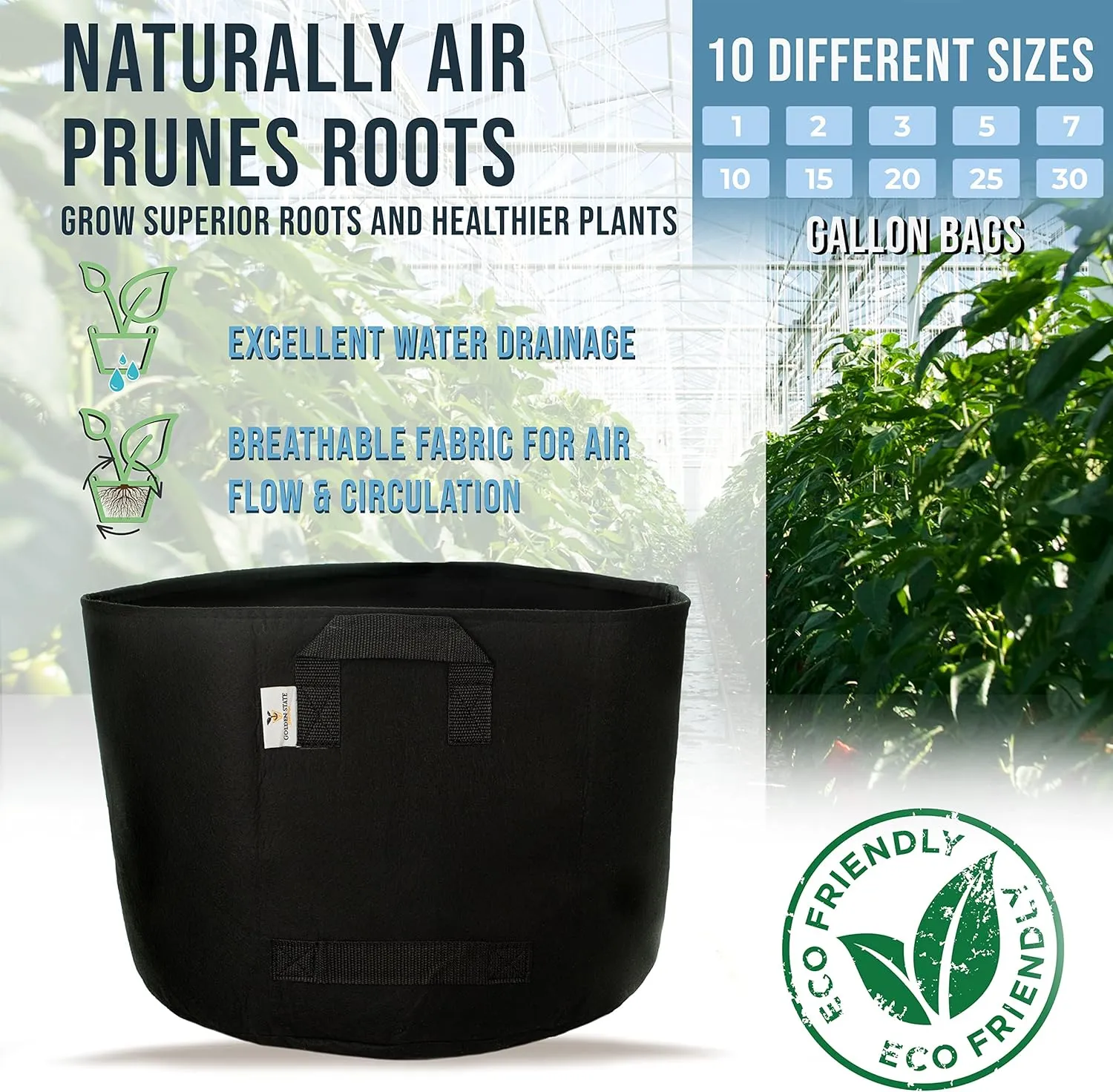 Grow Bags: 5-Pack (Size: 25 Gallon): 300gsm Black Felt Fabric, Biodegradable and eco-Friendly Material. (Handles   Dumping Handles-pat.Pend).