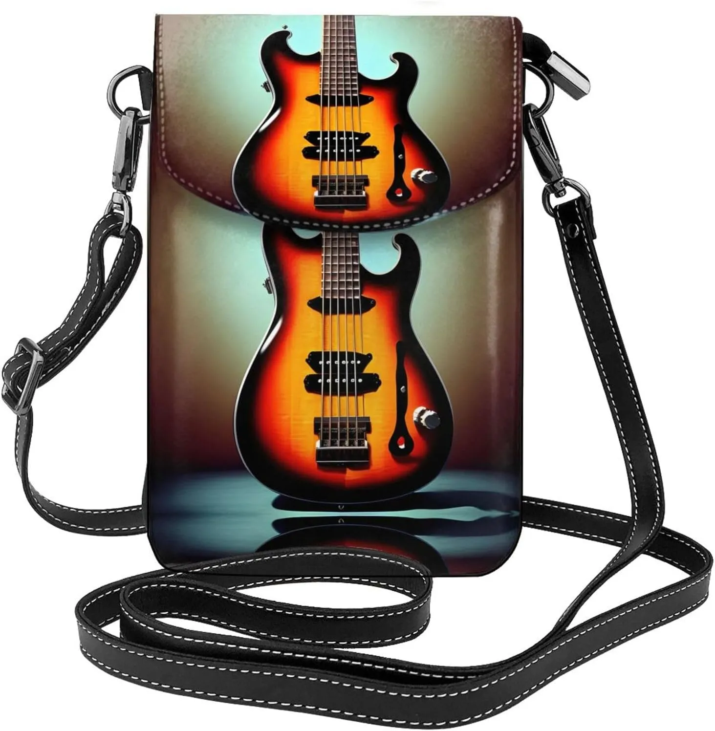 Guitar Bass Music Musical Instrument Crossbody Bag For Women Leather Cellphone Shoulder Purses Fashion Travel Designer Wallet