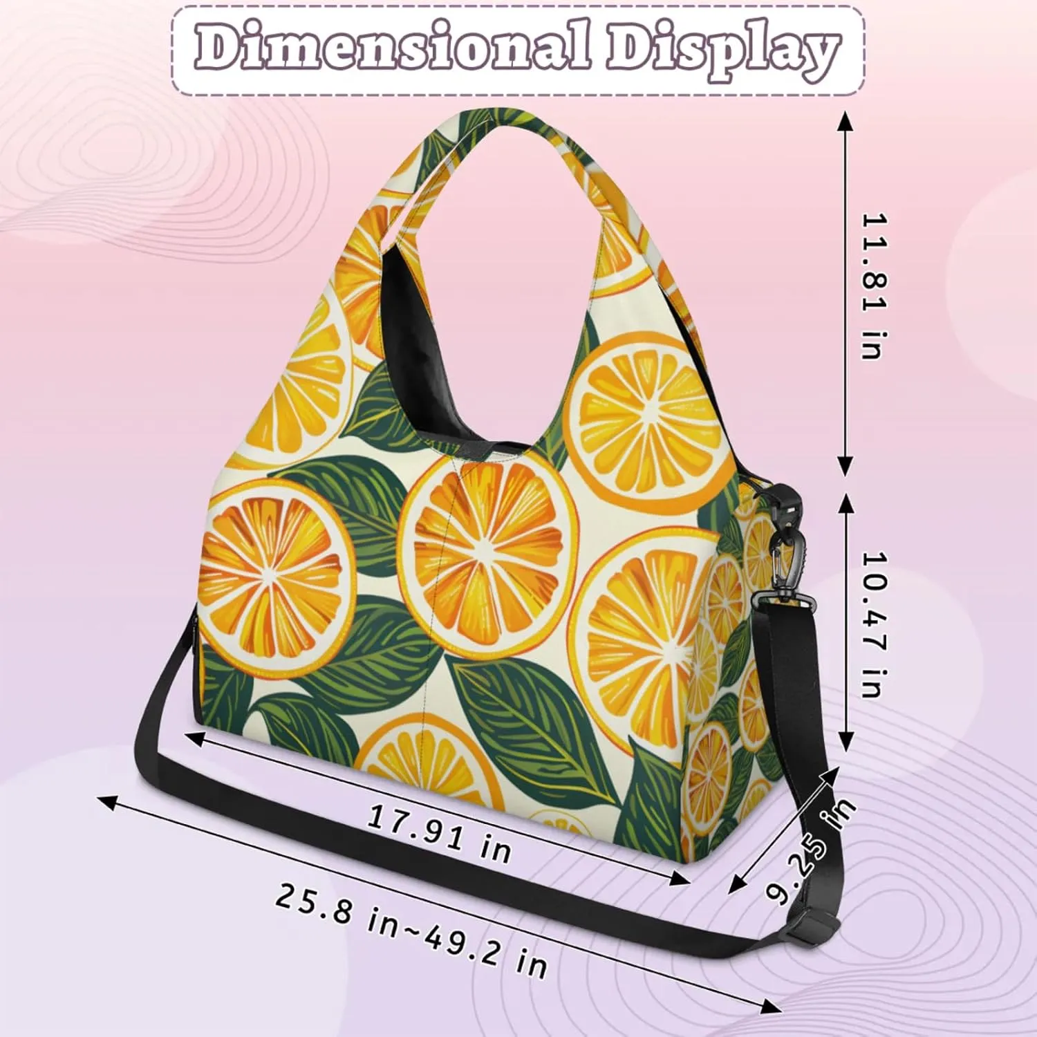 Gym Bag for Women Oranges Slices Duffel Bag with Shoe Compartment and Yoga Mat Holder Portable Weekender Bags Travel Tote Bags