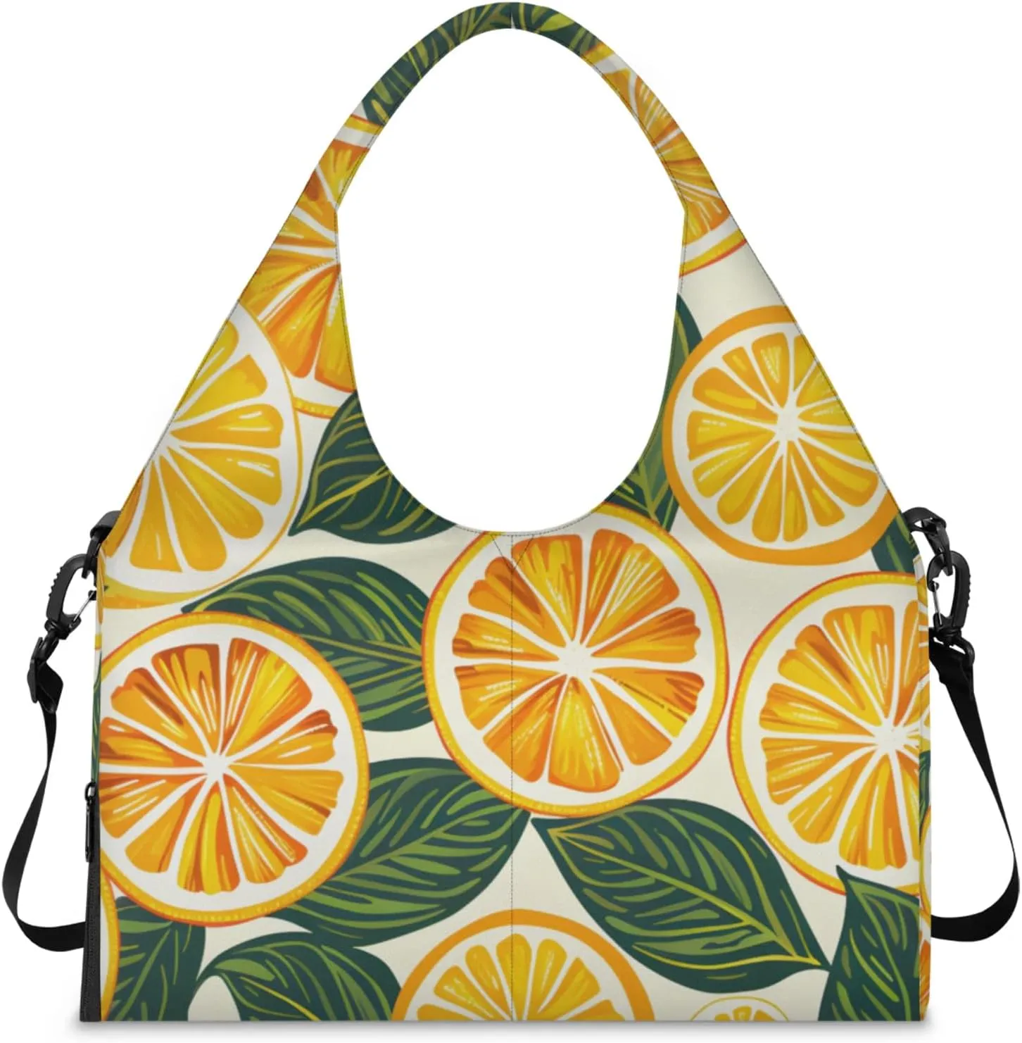 Gym Bag for Women Oranges Slices Duffel Bag with Shoe Compartment and Yoga Mat Holder Portable Weekender Bags Travel Tote Bags