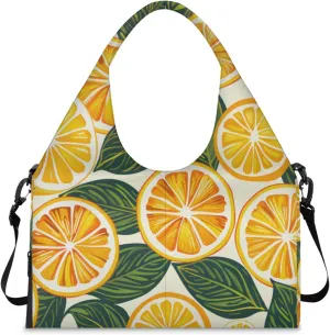 Gym Bag for Women Oranges Slices Duffel Bag with Shoe Compartment and Yoga Mat Holder Portable Weekender Bags Travel Tote Bags
