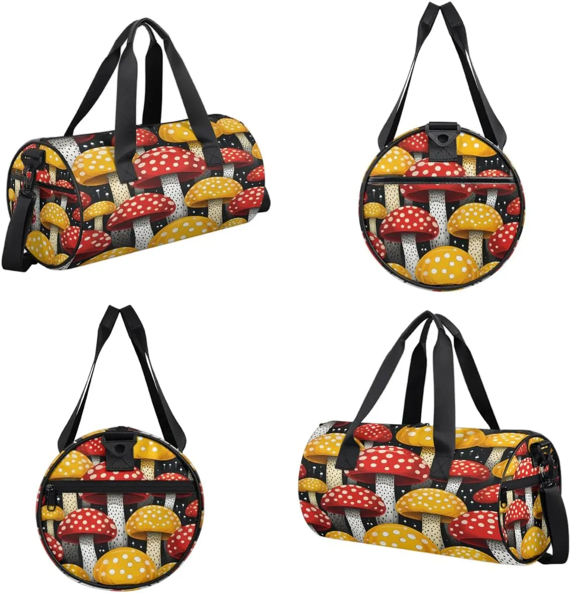 Gym Bags for Men Women Cartoon Mushrooms Sports Duffel Bags Carry On Travel Duffle Bag with Detachable Adjustable Shoulder Strap Overnight Weekender Bag