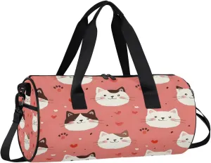 Gym Bags for Men Women Cats Lovely Sports Duffel Bags Carry On Travel Duffle Bag with Detachable Adjustable Shoulder Strap Overnight Weekender Bag