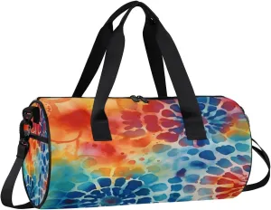 Gym Bags for Men Women Colorful Tie Dye Pattern Sports Duffel Bags Carry On Travel Duffle Bag with Detachable Adjustable Shoulder Strap Overnight Weekender Bag
