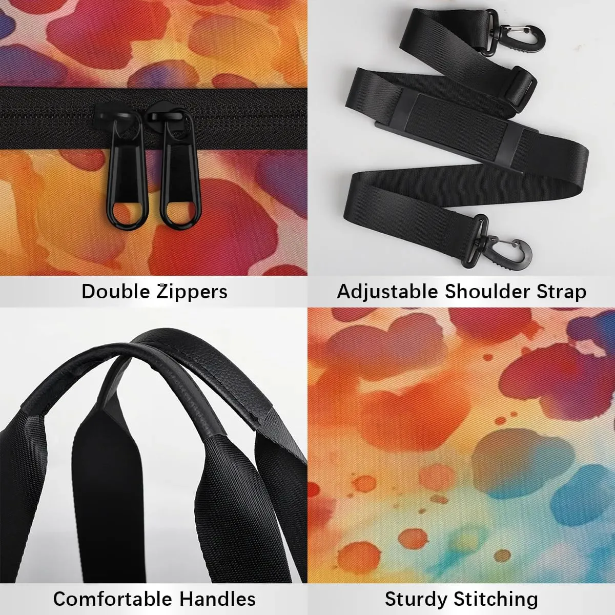 Gym Bags for Men Women Colorful Tie Dye Pattern Sports Duffel Bags Carry On Travel Duffle Bag with Detachable Adjustable Shoulder Strap Overnight Weekender Bag