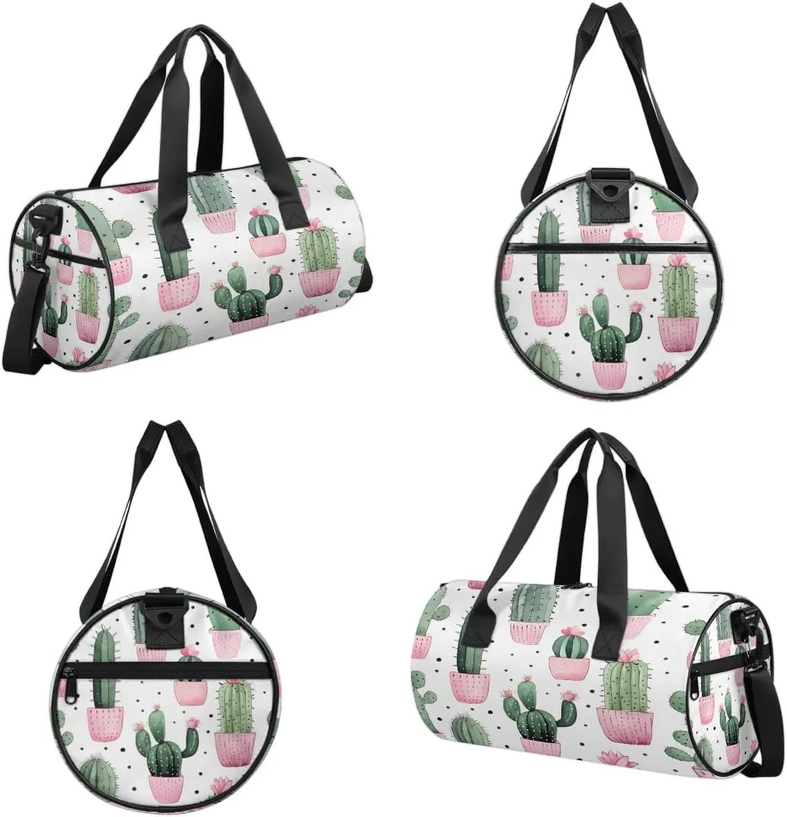 Gym Bags for Men Women Cute Cactus Print Sports Duffel Bags Carry On Travel Duffle Bag with Detachable Adjustable Shoulder Strap Overnight Weekender Bag