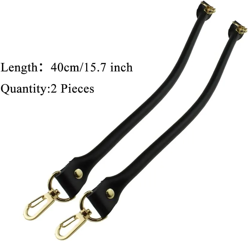 Hahiyo Purse Handle Replacement Cowhide Leather Handle Strap Shoulder Handbag Tote Belt Lobster Swivel Clasp Buckle Sturdy Easy Clip on Attach Stay on Not Slip off Not Leave Mark on Body 15.7inch 2PCS