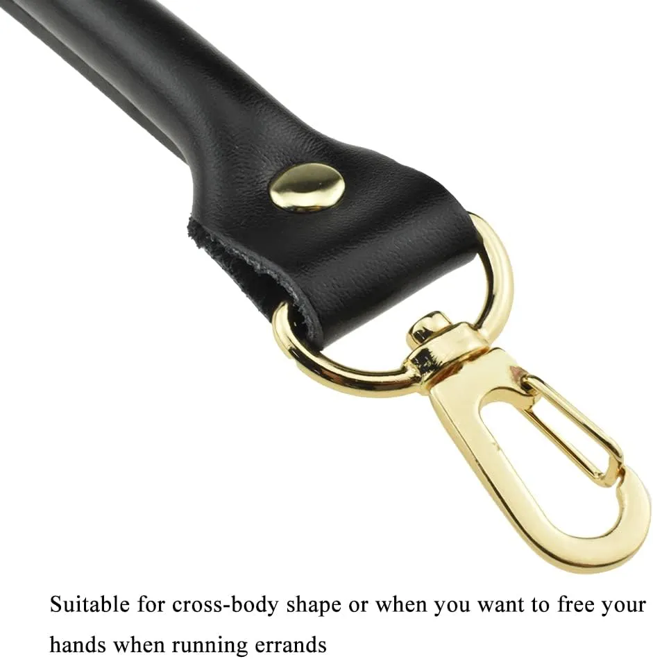Hahiyo Purse Handle Replacement Cowhide Leather Handle Strap Shoulder Handbag Tote Belt Lobster Swivel Clasp Buckle Sturdy Easy Clip on Attach Stay on Not Slip off Not Leave Mark on Body 15.7inch 2PCS