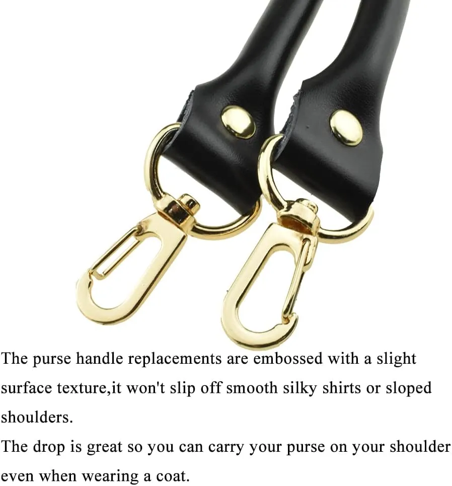Hahiyo Purse Handle Replacement Cowhide Leather Handle Strap Shoulder Handbag Tote Belt Lobster Swivel Clasp Buckle Sturdy Easy Clip on Attach Stay on Not Slip off Not Leave Mark on Body 15.7inch 2PCS
