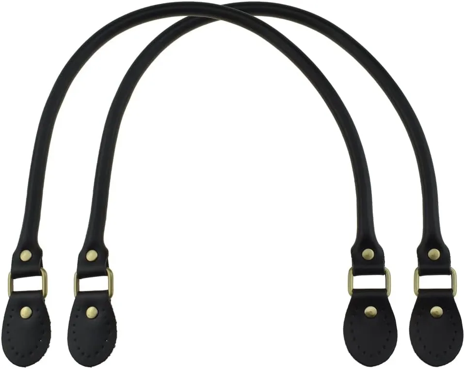 HAHIYO Purse Handle Replacement Cowhide Leather Handle Strap Shoulder Handbag Tote Belt Sturdy Easy Clip on Attach Stay on Not Slip off Not Leave Mark on Body 24.4inch 2PCS
