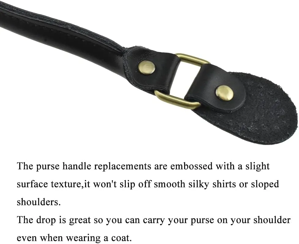 HAHIYO Purse Handle Replacement Cowhide Leather Handle Strap Shoulder Handbag Tote Belt Sturdy Easy Clip on Attach Stay on Not Slip off Not Leave Mark on Body 24.4inch 2PCS