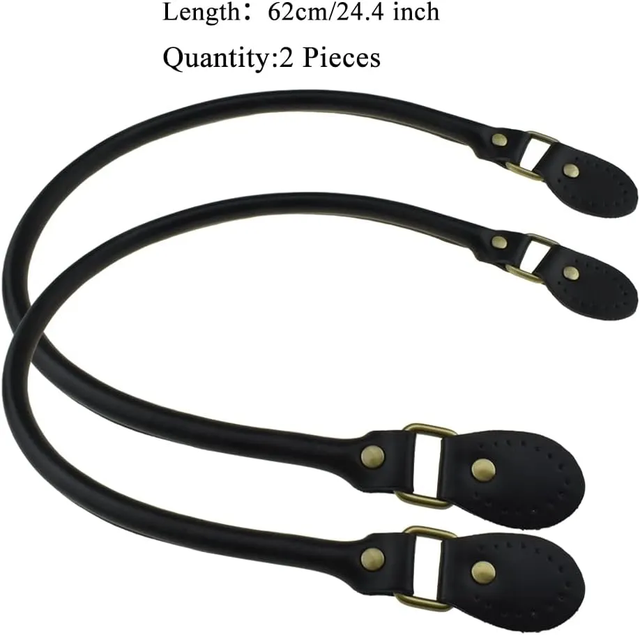 HAHIYO Purse Handle Replacement Cowhide Leather Handle Strap Shoulder Handbag Tote Belt Sturdy Easy Clip on Attach Stay on Not Slip off Not Leave Mark on Body 24.4inch 2PCS