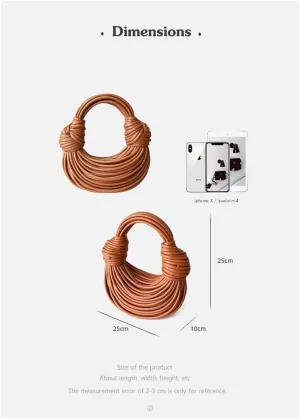 Hand-Woven Bread Women's Clutch Top Handle Satchel Shoulder Crossbody Creative Noodles Purses Underarm Bag Handbag