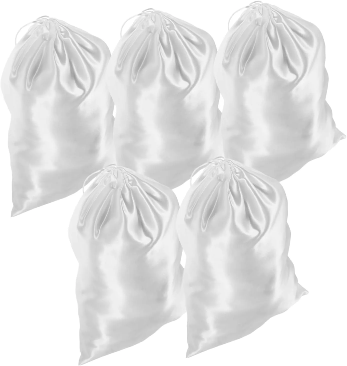 Handbag Storage Bags Set of 5 Soft Silk Drawstring Pouches for Purse Protector Water-resistant Bag for Wigs