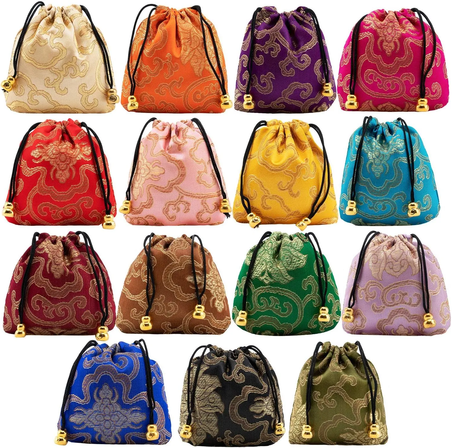 handrong 30Pcs Silk Coin Bags Brocade Coin Bags Pouches Jewelry Gift Bag Candy Sachet Pouch Small Chinese Embroidered Organizers Pocket for Women Girls Dice Necklaces Earrings Bracelets