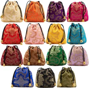 handrong 30Pcs Silk Coin Bags Brocade Coin Bags Pouches Jewelry Gift Bag Candy Sachet Pouch Small Chinese Embroidered Organizers Pocket for Women Girls Dice Necklaces Earrings Bracelets