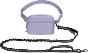 Hands Free Dog Retractable Hands Free Dog Leash, Waist Running Leash with Zipper,Reflective Bungee Design for Small & Medium Dogs (Purple)