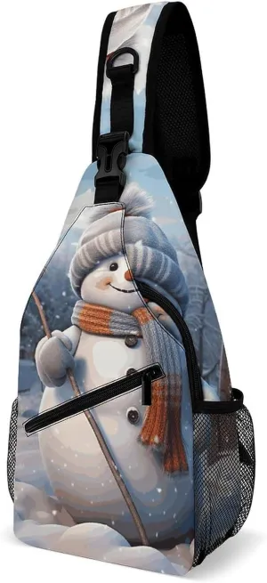 Hardworking Snowman Crossbody Sling Bag for Women Men Sling Backpack Travel Chest Bag Pack Man Purse Shoulder Bags Daypack for Travel Hiking Cycling