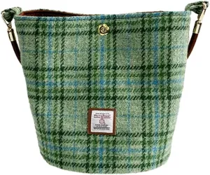 Harris Tweed Women Bucket bag Shoulder bag Handbag with Two kinds of Leather Strap
