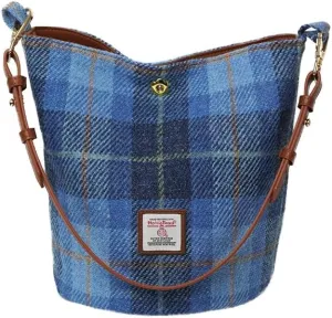 Harris Tweed Women Bucket bag Shoulder bag Handbag with Two kinds of Leather Strap